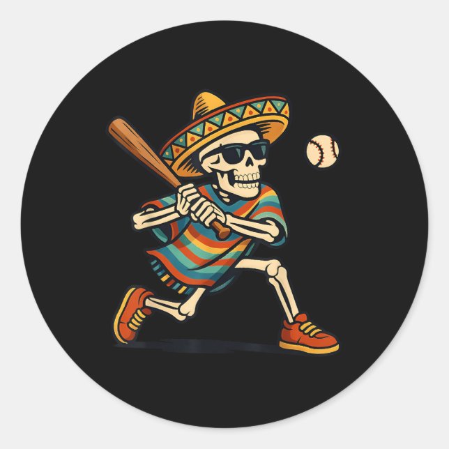 Adesivo Cinco De Mayo Mariachi Skeleton Baseball S Mexican (Frente)
