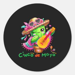 Adesivo Cinco De Mayo Mexicano Guitarra Cactus Para Homens