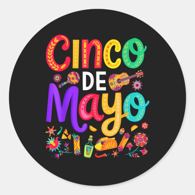 Adesivo Cinco De Mayo Mexicano Taco Funny 5 De Mayo Deixa  (Frente)