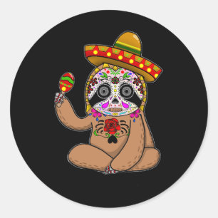 Adesivo Cinco De Mayo Sloth Halloween Dia Mexicano Do Mort