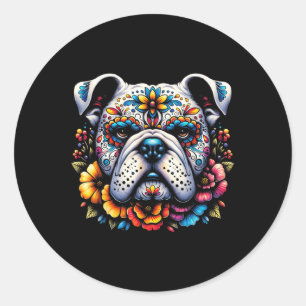 Adesivo Cinco De Mayo Sugar Skull Flower Buldog