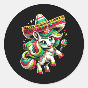 Adesivo Cinco De Mayo Unicorn Mexicano Crianças Meninas