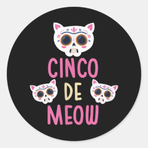 Adesivo Cinco De Meow Cat Cinco De Mayo Engraçado Gato
