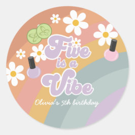 Adesivo Cinco é uma vibe Spa Arco-íris 5º Aniversário