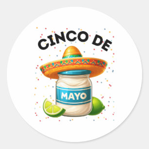 Adesivo Cinco Engraçados De Mayo Mayonnaise Jar Fiesta Men