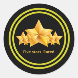 Adesivo cinco estrelas em círculos de ouro nominal