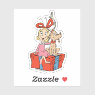 Adesivo Cindy Lou Who e Max em um Presente