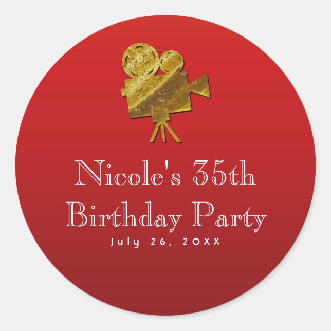 Adesivo Cinema Vermelho e Estrelas Douradas - Favor do Par (Frente)