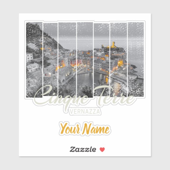 Adesivo Cinque Terre Vernazza Itália vintage Souvenir (Folha)