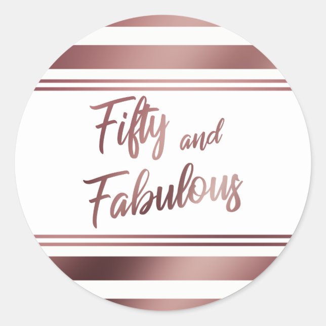 Adesivo Cinquenta e Fabuloso Falso Dourado Rosa em Branco  (Frente)