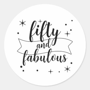 Adesivo Cinquenta e Fantástico Design de Aniversário Preto