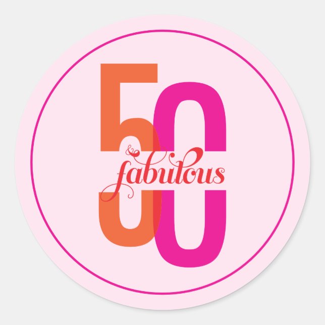 Adesivo Cinquenta & Fabuloso Aniversário de 50 Anos Colori (Frente)