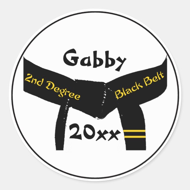 Adesivo Cinturão Preto de Grau de segundo de Artes Marciai (Frente)