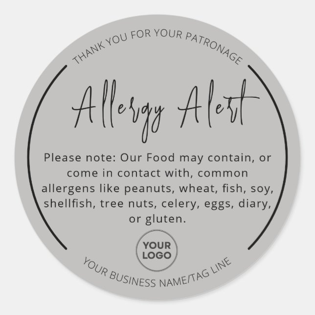 Adesivo Cinza Alergia Comida (Frente)