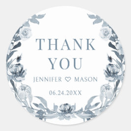 Adesivo Cinza azul Dusty floral boho obrigado de casamento