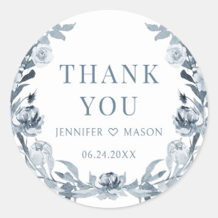 Adesivo Cinza azul Dusty floral boho obrigado de casamento