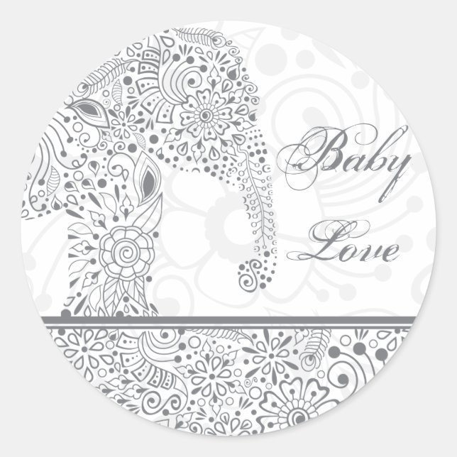 Adesivo Cinza Baby Love Elepher Sticker (Frente)