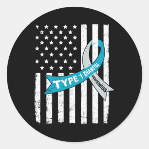 Adesivo Cinza Blue Ribbon American Flag Tipo 1 Diabetes Aw