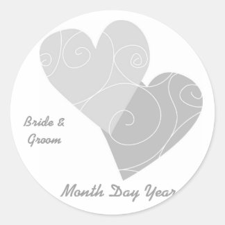 Adesivo Cinza Cardíaco Personalizado Vinhetas de Casamento