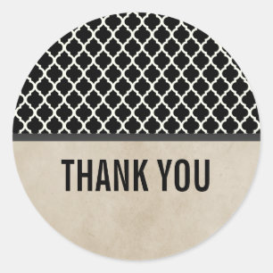 Adesivo Cinza Chic Quatrefoil Obrigado Stickers