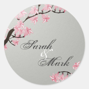 Adesivo Cinza de ardósia do selo do envelope & flores de