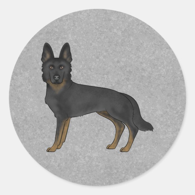 Adesivo Cinza De Cachorro De German shepherd Bi-Black (Frente)