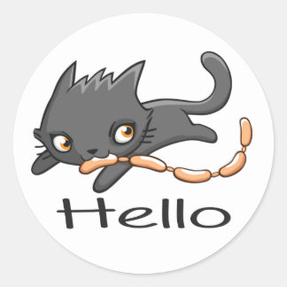 Adesivo Cinza de desenho Kitten Gatinho Love Hello Cinza G