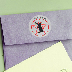 Adesivo Cinza de Estrela Negra de Gato do Pentagrama Verme