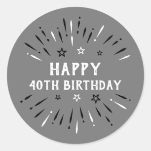 Adesivo Cinza de fogos de artifício aniversário de 40 anos