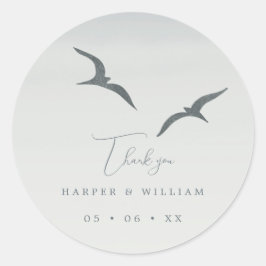 Adesivo cinza de gaivotas obrigado de casamento