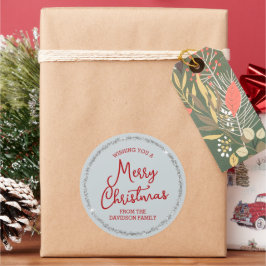 Adesivo Cinza de inverno, Vermelho e Prata Feliz Natal