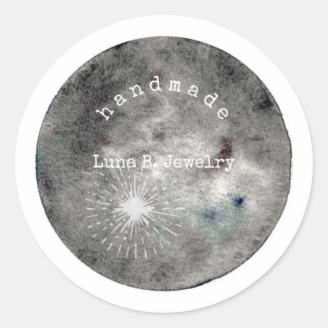 Adesivo Cinza de Lua Cheia de Aquarela (Frente)