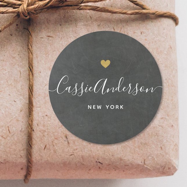 Adesivo Cinza de Marcas de Caligrafia Dourada moderna (Criador carregado)