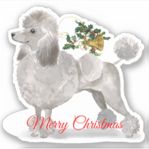 Adesivo Cinza de Natal feliz, poodle de corte personalizad