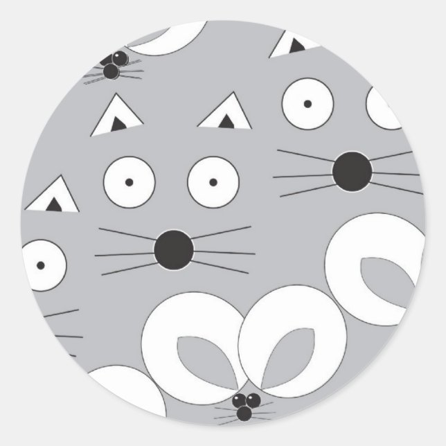 Adesivo Cinza de padrão de Cat & Mouse (Frente)