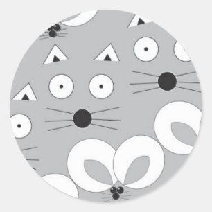 Adesivo Cinza de padrão de Cat & Mouse
