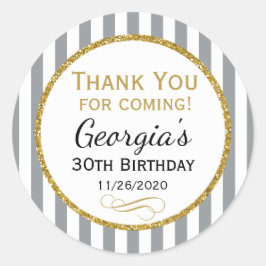 Adesivo Cinza Dourada Aniversário Obrigado Por Vir Cinza F