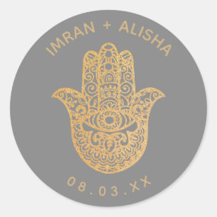 Adesivo Cinza Dourada do casamento indiano hamsa Henna