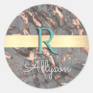 Adesivo Cinza Dourado Marble, Bar Dourado, Nome e Monogram