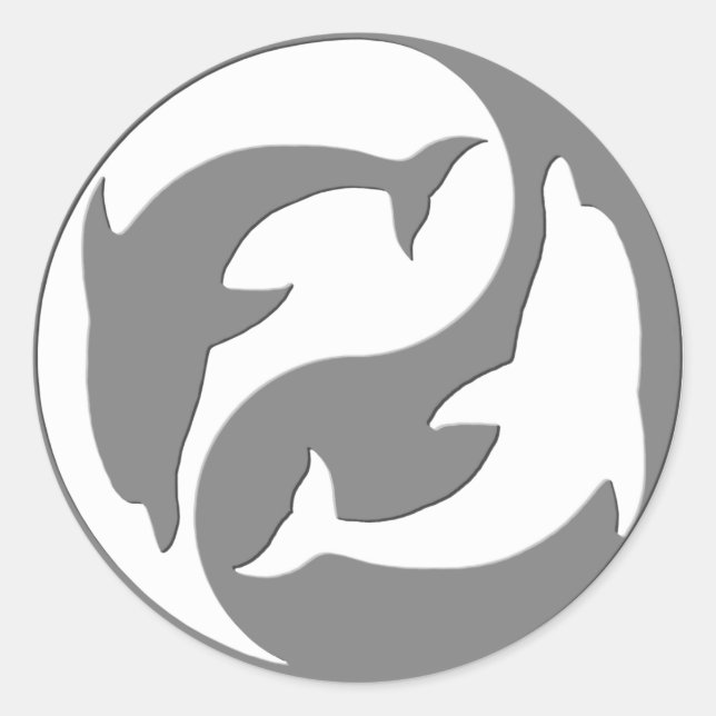 Adesivo Cinza E Pintões De Golfinhos Brancos Yin Yang (Frente)