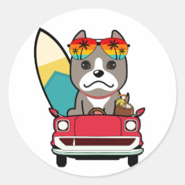 Adesivo Cinza engraçada Cachorro está dirigindo para a pra