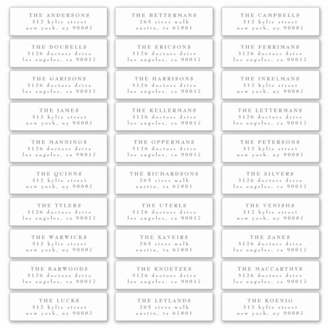 Adesivo Cinza Escuro Clássico Endereço de Convidado Branco (Frente)