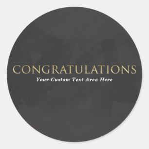 Adesivo Cinza Escuro & Ouro CONGRATULAÇÕES Personalizado