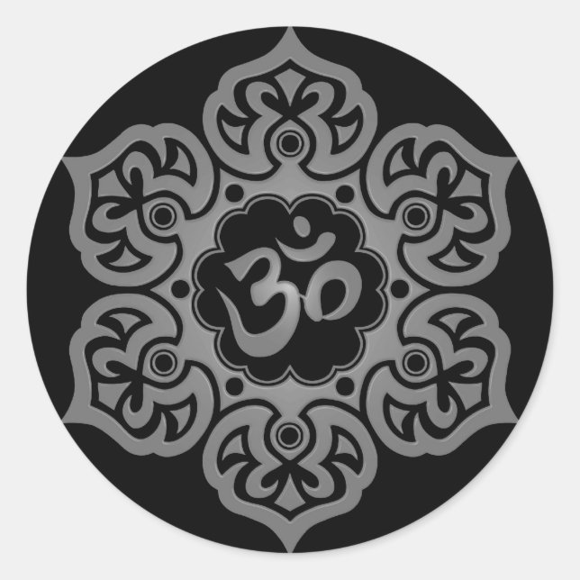 Adesivo Cinza Floral e Design de Aum Negro (Frente)