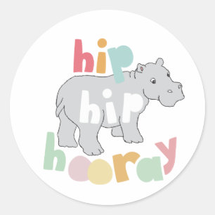 Adesivo Cinza Hip Hip Hooray Desenho Hippo