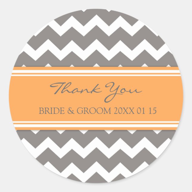 Adesivo Cinza Laranja Chevron Obrigado Palavras De Favor D (Frente)