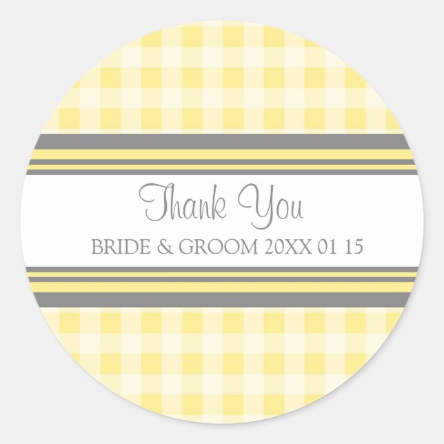 Adesivo Cinza Lemon Gingham Obrigado A Vossa Palavra. (Frente)