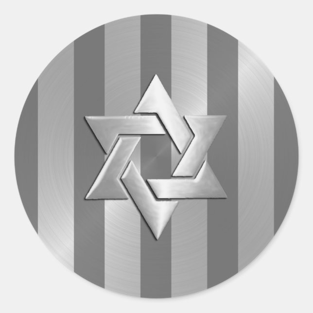 Adesivo Cinza Mitzvah e Estrela de Greve de Prata de David (Frente)