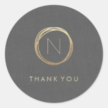 Cinza Moderna Linn Elegante Monograma Dourado Obri