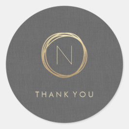 Adesivo Cinza Moderna Linn Elegante Monograma Dourado Obri